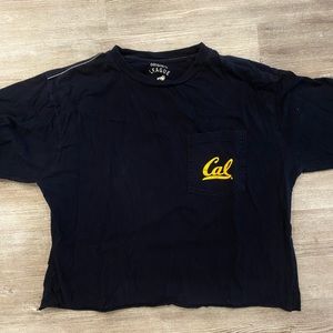 UC Berkeley Navy and Yellow Crop Long Sleeve T-Shirt, Size M, Original League